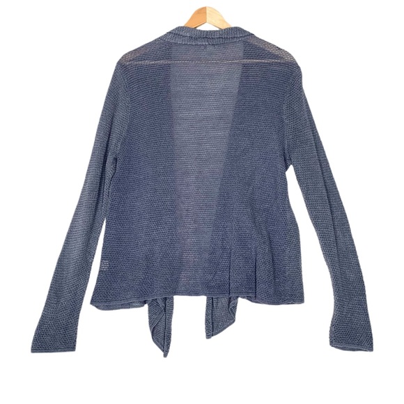 J. Jill Pure Jill Linen-Blend Open-Front Cardigan Blue Gray Large - Picture 4 of 10
